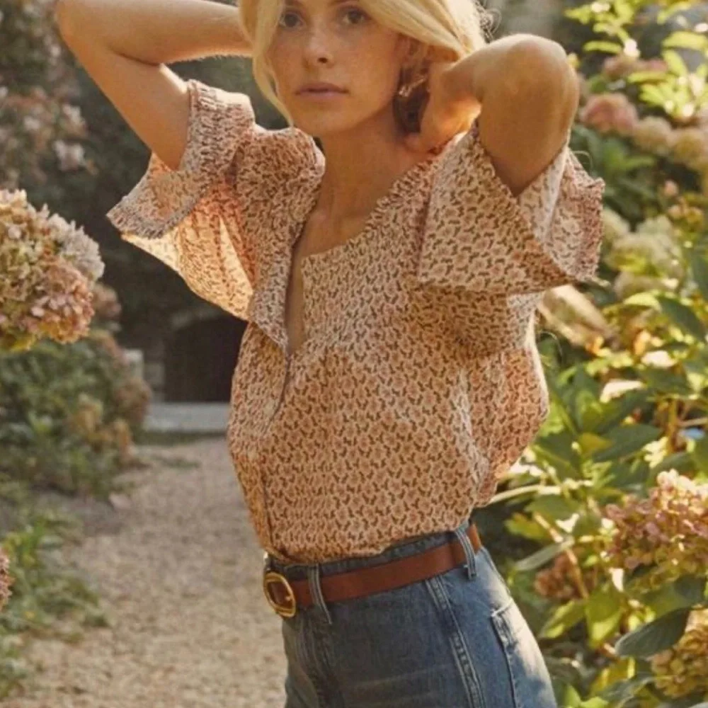 DOEN Lunaria Top in Cream Winter Ditsy Floral Print size S - Picture 1 of 7